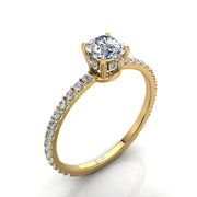 Bague de fiançailles diamant naturel rond 0.75 carat or jaune Sofia